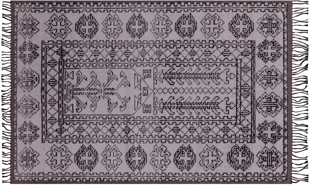 Ivory Moroccan Wool On Wool Hand Knotted Rug - Manhattan Rugs