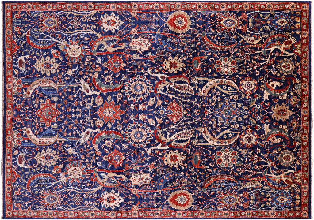 Persian Heriz Serapi Exotic Birds Handmade Wool Rug - Manhattan Rugs