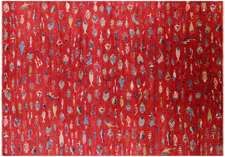 Gabbeh Fish Design Hand Knotted Wool Rug - Manhattan Rugs