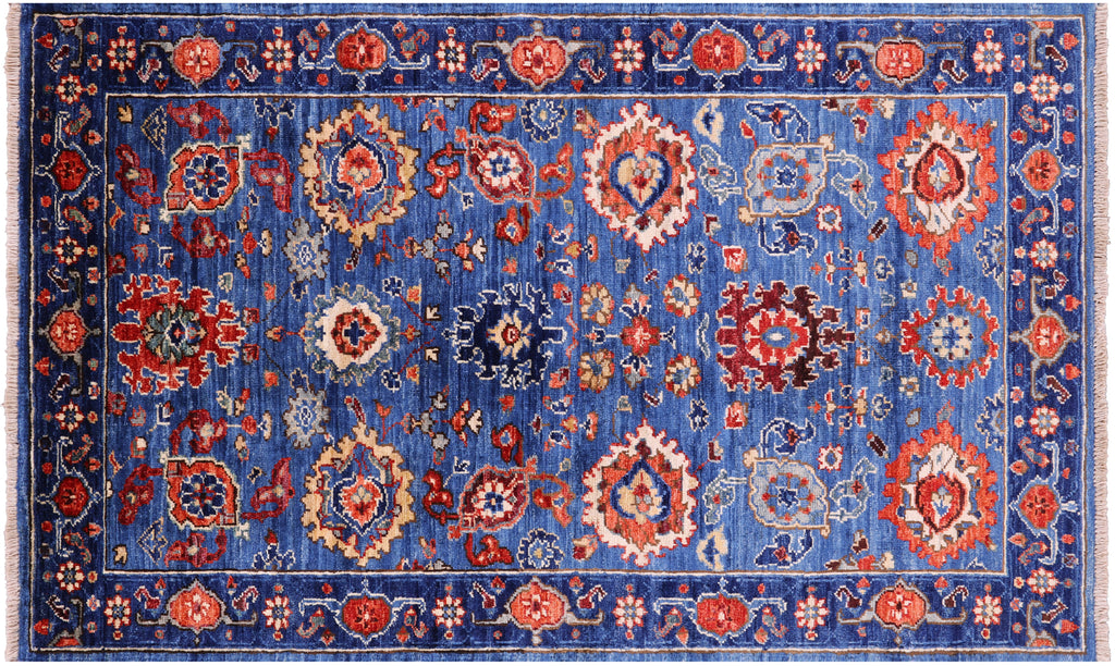 Blue 3' 1" X 5' 1" Persian Heriz Serapi Handmade Rug - Q22940