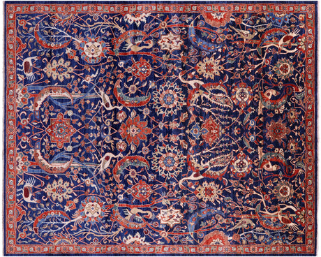 Persian Heriz Serapi Exotic Birds Hand Knotted Rug - Manhattan Rugs