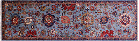 Blue Handmade Persian Heriz Serapi Runner Rug - Manhattan Rugs