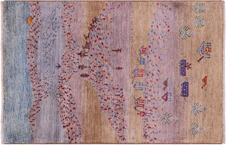 Persian Gabbeh Tribal Hand Knotted Wool Rug - Manhattan Rugs