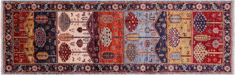 Runner Hand-Knotted Tribal Persian Gabbeh Wool Rug - Manhattan Rugs