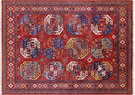 Red Super Turkmen Ersari Hand Knotted Wool Rug - Manhattan Rugs