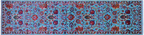 Blue Runner Persian Tabriz Handmade Wool & Silk Rug - Manhattan Rugs