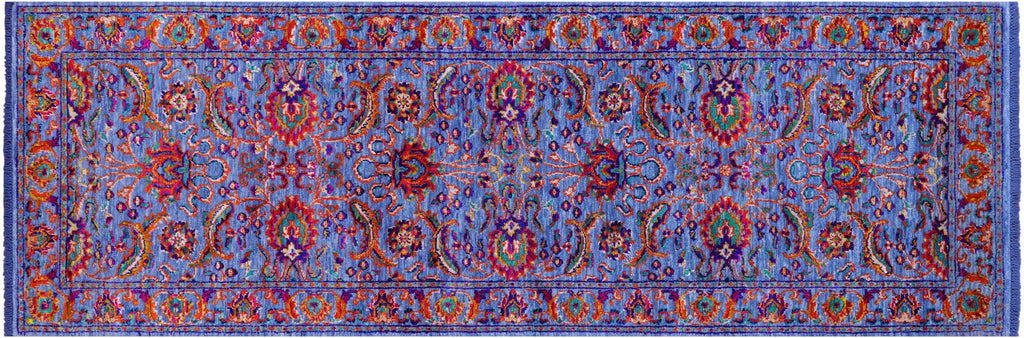 Grey Persian Tabriz Handmade Wool & Silk Runner Rug - Manhattan Rugs