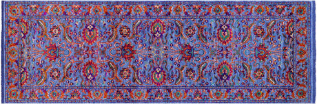 Grey Persian Tabriz Handmade Wool & Silk Runner Rug - Manhattan Rugs