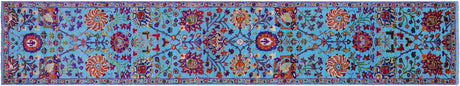 Persian Tabriz Hand Knotted Wool & Silk Runner Rug - Manhattan Rugs