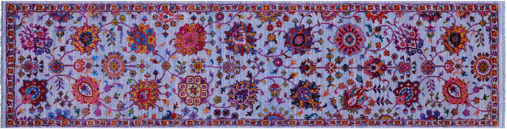 Blue Runner Persian Tabriz Handmade Wool & Silk Rug - Manhattan Rugs