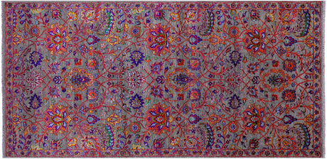 Grey Hand Knotted Wool & Silk Persian Tabriz Rug - Manhattan Rugs