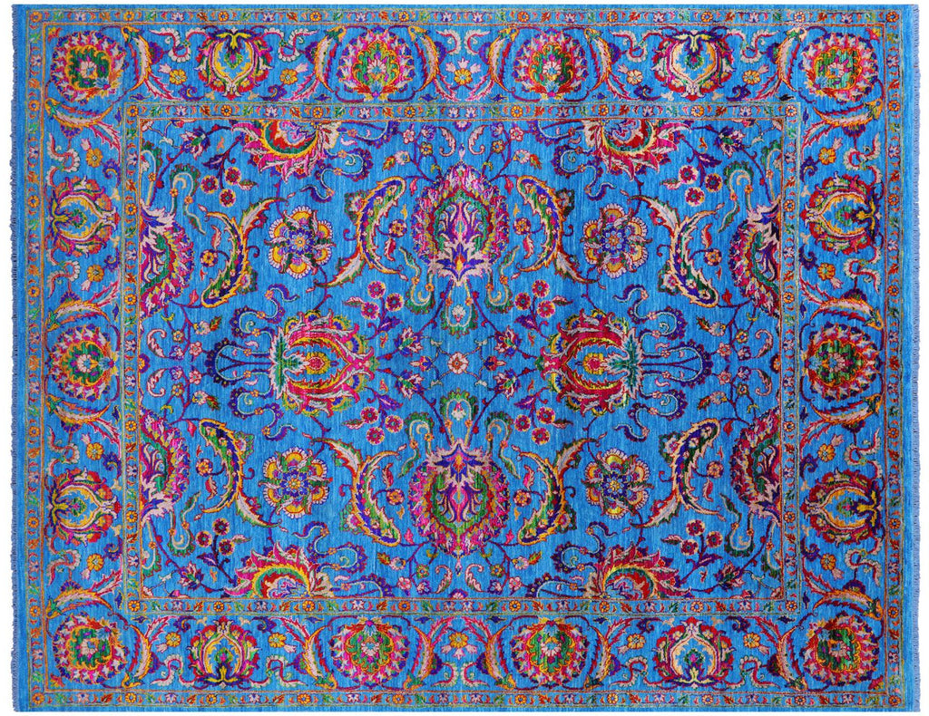 Blue Wool & Silk Persian Tabriz Handmade Rug - Manhattan Rugs