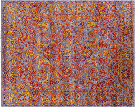 Grey Persian Tabriz Handmade Wool & Silk Rug - Manhattan Rugs