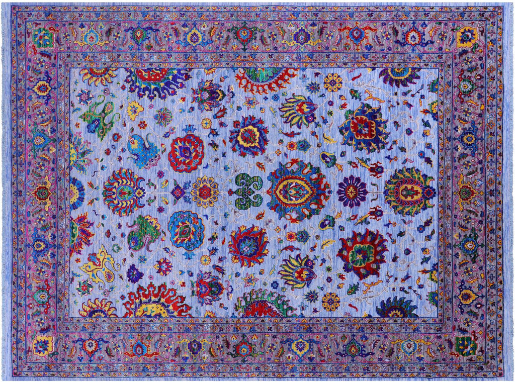 Blue Wool & Silk Persian Tabriz Handmade Rug - Manhattan Rugs