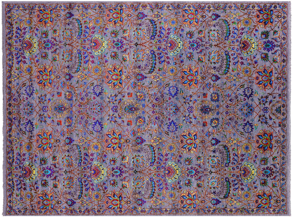 Grey Persian Tabriz Handmade Wool & Silk Rug - Manhattan Rugs