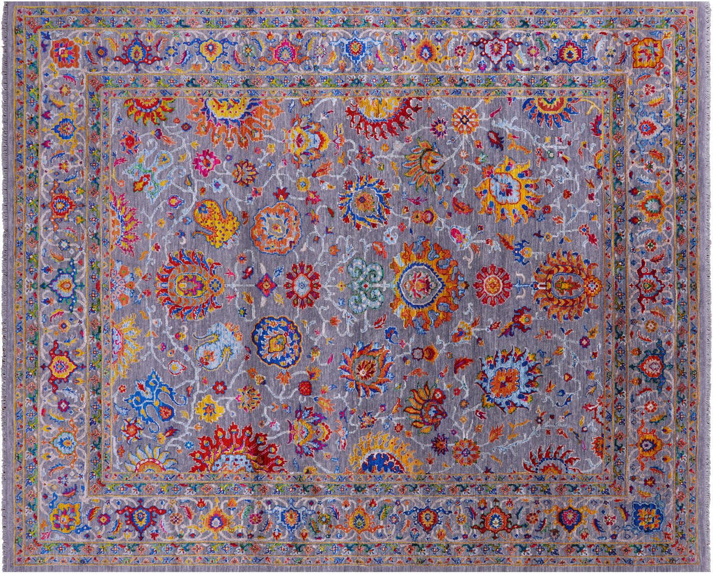 Grey Persian Tabriz Handmade Wool & Silk Rug - Manhattan Rugs