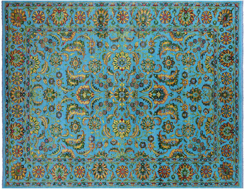 Blue Wool & Silk Persian Tabriz Handmade Rug - Manhattan Rugs