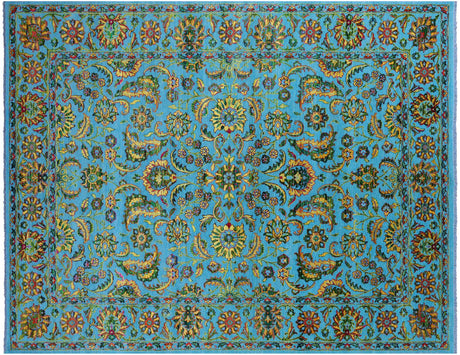 Blue Wool & Silk Persian Tabriz Handmade Rug - Manhattan Rugs