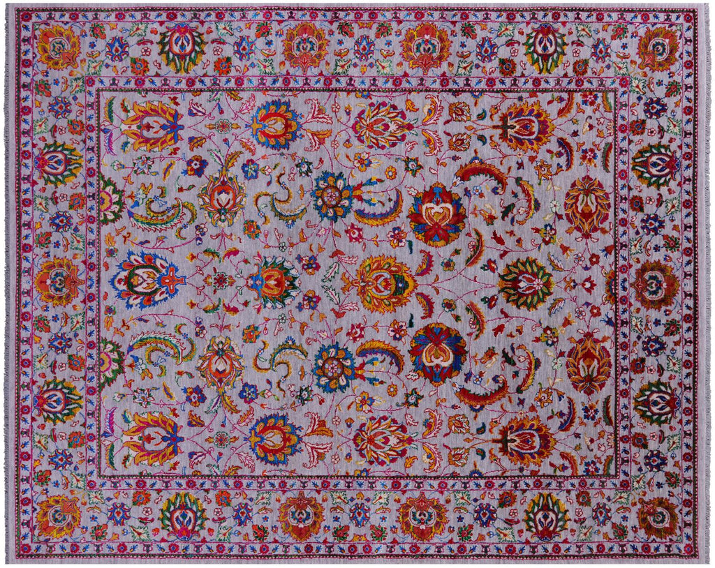 Grey Persian Tabriz Handmade Wool & Silk Rug - Manhattan Rugs