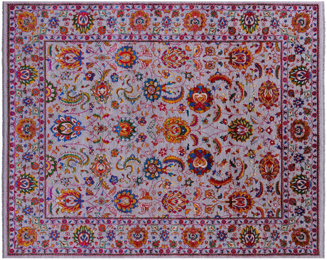 Grey Persian Tabriz Handmade Wool & Silk Rug - Manhattan Rugs