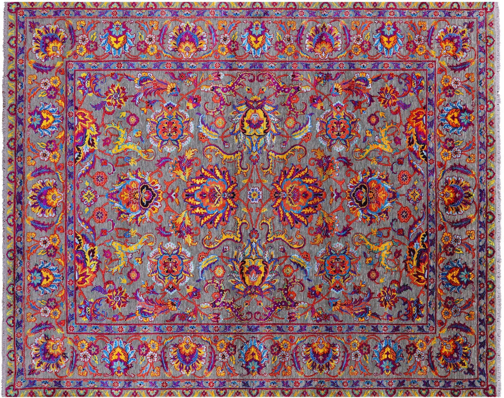Grey Persian Tabriz Hand-Knotted Wool & Silk Rug - Manhattan Rugs