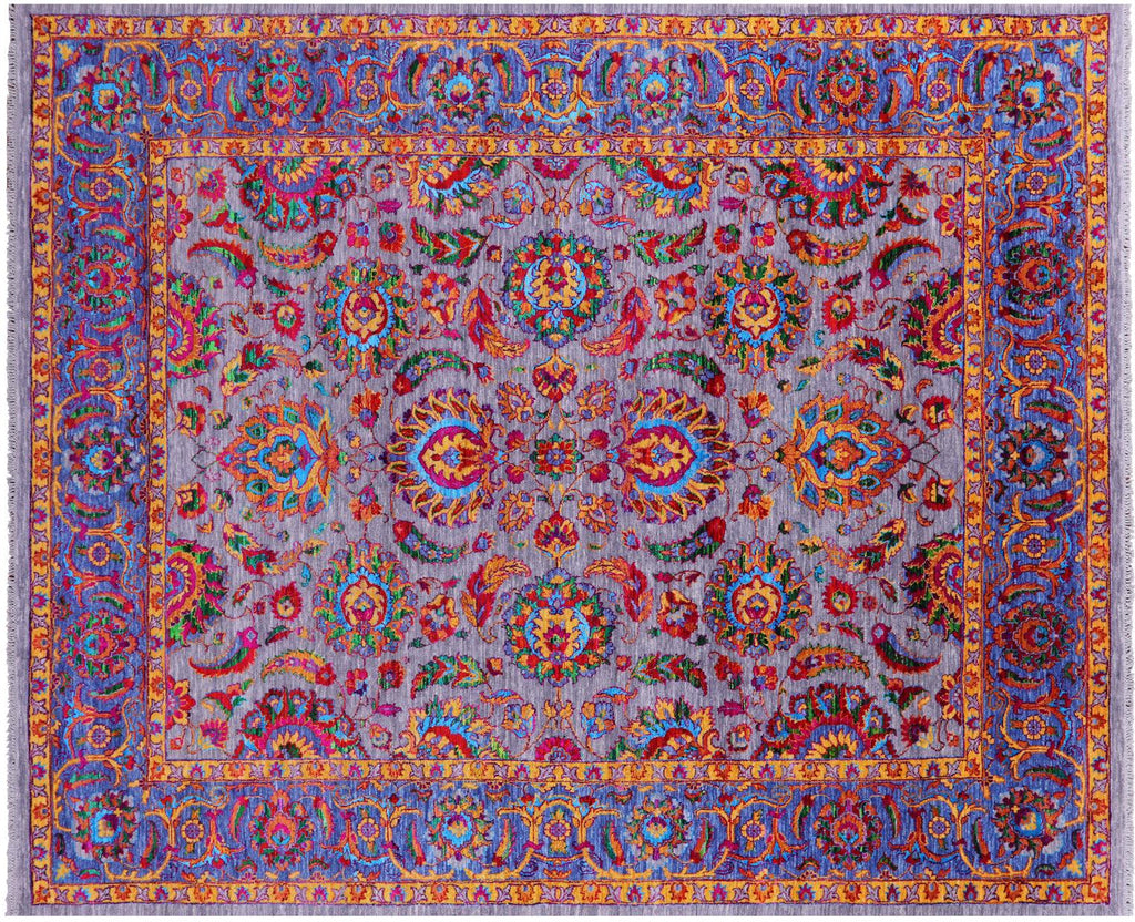 Grey Wool & Silk Persian Tabriz Handmade Rug - Manhattan Rugs