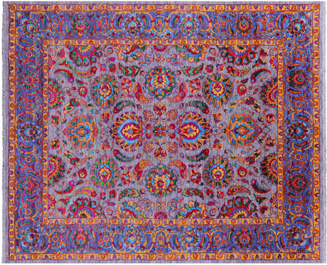 Grey Wool & Silk Persian Tabriz Handmade Rug - Manhattan Rugs