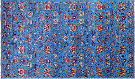 Blue Wool & Silk Persian Tabriz Handmade Rug - Manhattan Rugs