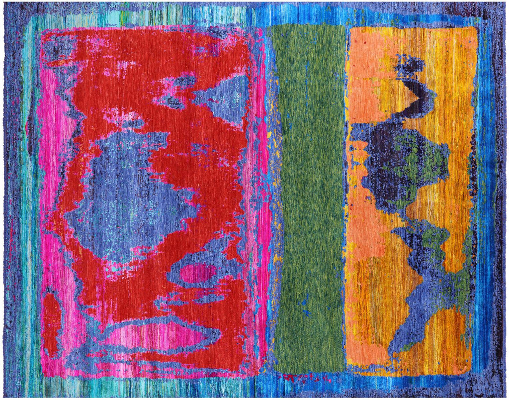 Wool & Silk Modern Abstract Hand Knotted Rug - Manhattan Rugs