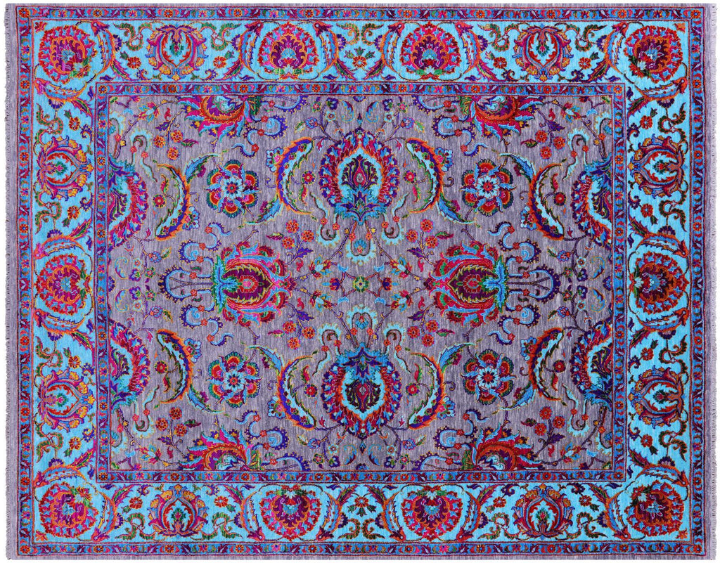 Grey Persian Tabriz Handmade Wool & Silk Rug - Manhattan Rugs
