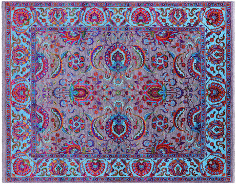 Grey Persian Tabriz Handmade Wool & Silk Rug - Manhattan Rugs