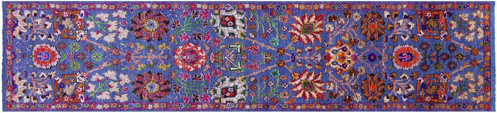 Blue Runner Persian Tabriz Handmade Wool & Silk Rug - Manhattan Rugs