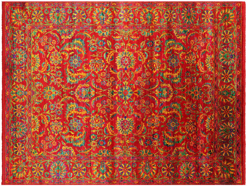 Red Persian Tabriz Hand-Knotted 100% Silk Rug - Manhattan Rugs