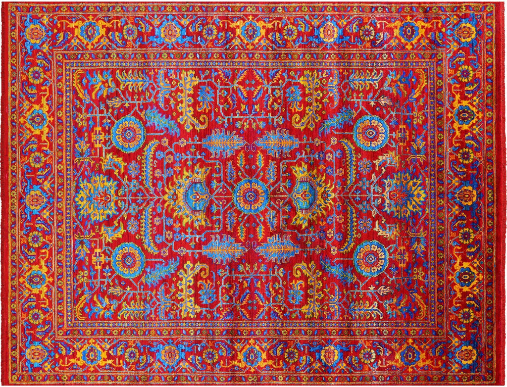 Red Persian Tabriz Hand-Knotted 100% Silk Rug - Manhattan Rugs