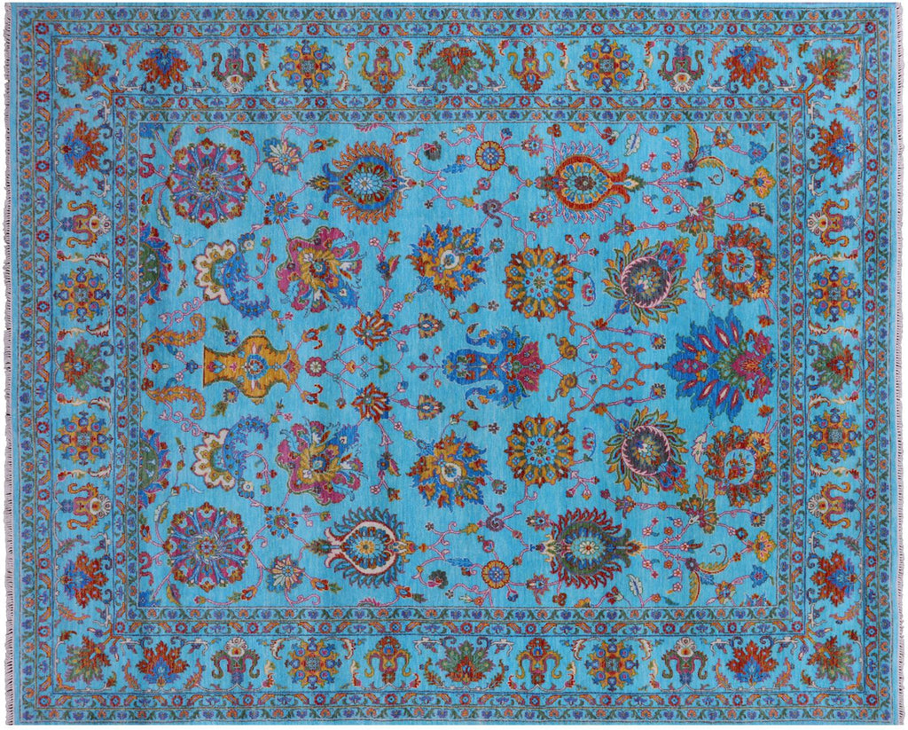 Blue Persian Tabriz Hand Knotted Wool Rug - Manhattan Rugs