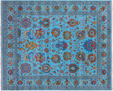 Blue Persian Tabriz Hand Knotted Wool Rug - Manhattan Rugs