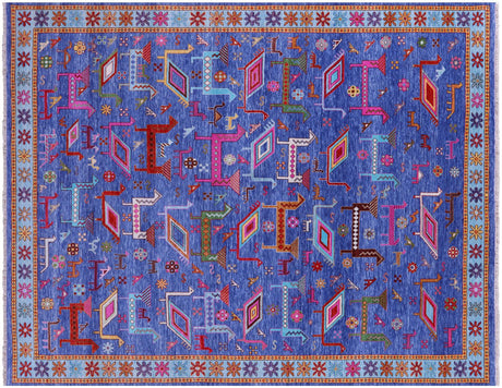 Blue Persian Gabbeh Tribal Hand-Knotted Wool Rug - Manhattan Rugs