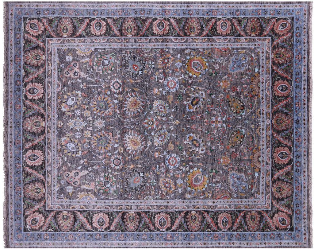 Grey Wool & Silk Persian Tabriz Hand Knotted Rug - Manhattan Rugs