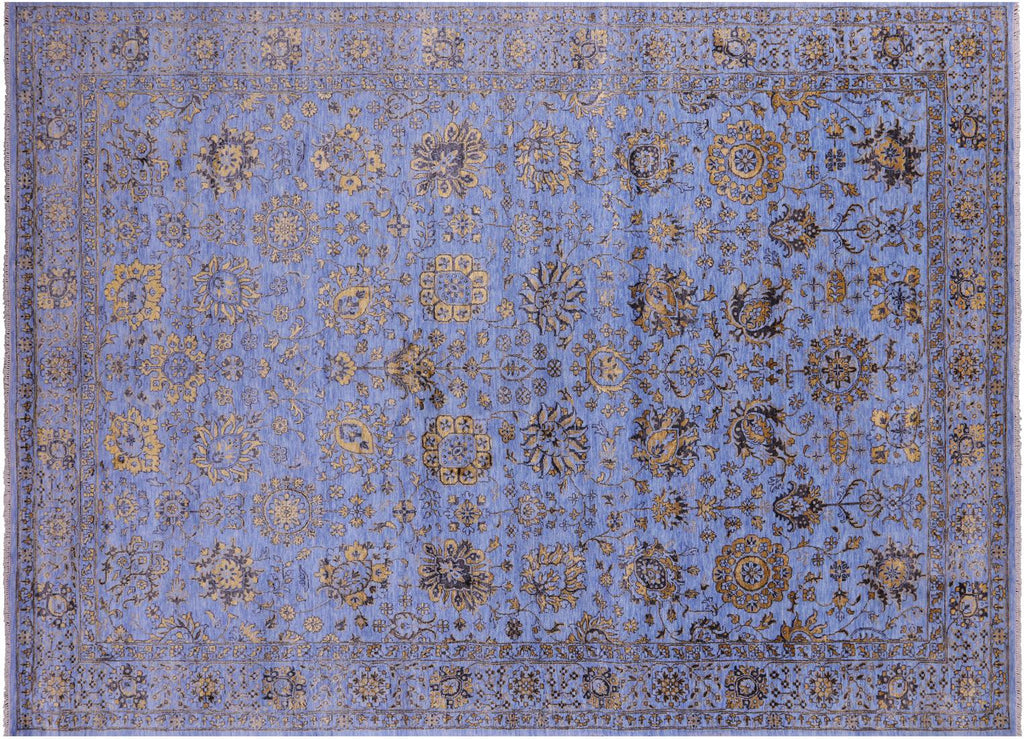 Blue Persian Tabriz Handmade Wool & Silk Rug - Manhattan Rugs