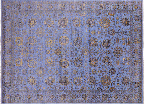 Blue Persian Tabriz Handmade Wool & Silk Rug - Manhattan Rugs