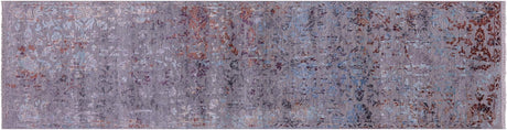 Grey Persian Tabriz Handmade Wool & Silk Runner Rug - Manhattan Rugs