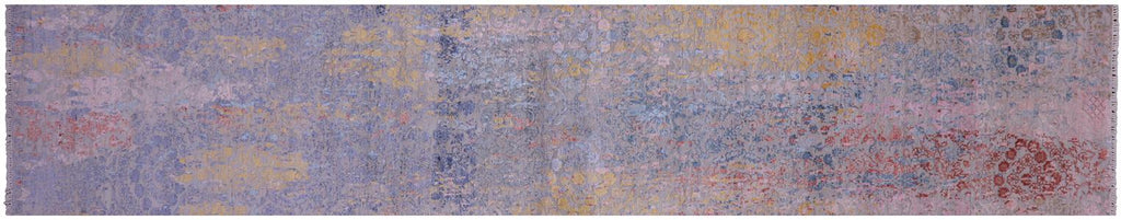 Grey Runner Persian Tabriz Handmade Wool & Silk Rug - Manhattan Rugs