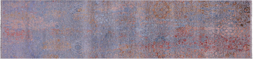 Grey Runner Persian Tabriz Handmade Wool & Silk Rug - Manhattan Rugs
