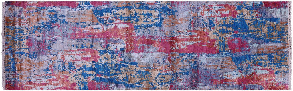 Modern Abstract Handmade Wool & Silk Runner Rug - Manhattan Rugs