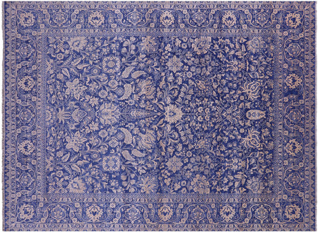Blue Persian Tabriz Wool & Silk Hand-Knotted Rug - Manhattan Rugs