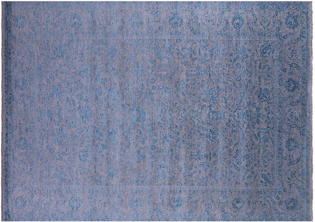 Grey Persian Tabriz Wool & Silk Hand-Knotted Rug - Manhattan Rugs