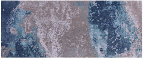 Runner Modern Abstract Handmade Wool & Silk Rug - Manhattan Rugs