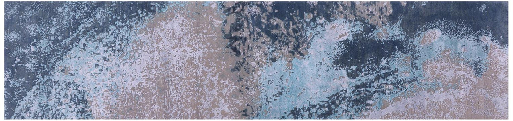 Modern Abstract Handmade Wool & Silk Runner Rug - Manhattan Rugs