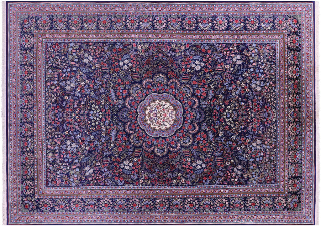 Blue Persian Kerman Hand Knotted Wool Rug - Manhattan Rugs