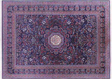 Blue Persian Kerman Hand Knotted Wool Rug - Manhattan Rugs